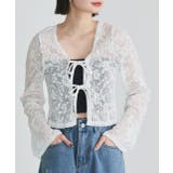 オフホワイト | ショート丈リボンレースカーディガン | ad thie