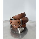 ブラウン | ハートチャーム付きベルト | ad thie