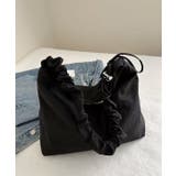 ブラック | ギャザーストラップショルダーバッグ | ad thie