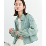 ブルー | ポケット付きショート丈デニムシャツ | ad thie