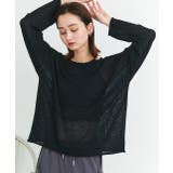 ブラック | シアーメッシュルーズニットプルオーバー | ad thie