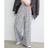 ブルー | フラワーワイドデニムパンツ | ad thie