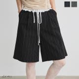 ウエストフリル切替ストライプバミューダパンツ | ad thie | 詳細画像1 