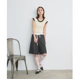 ウエストフリル切替ストライプバミューダパンツ | ad thie | 詳細画像13 