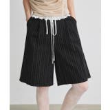 ウエストフリル切替ストライプバミューダパンツ | ad thie | 詳細画像25 