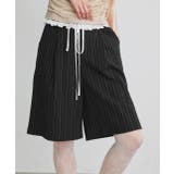 ウエストフリル切替ストライプバミューダパンツ | ad thie | 詳細画像30 