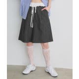 ウエストフリル切替ストライプバミューダパンツ | ad thie | 詳細画像5 