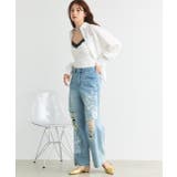 レースプリントダメージデニムパンツ | ad thie | 詳細画像11 