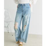 レースプリントダメージデニムパンツ | ad thie | 詳細画像13 