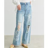 レースプリントダメージデニムパンツ | ad thie | 詳細画像14 