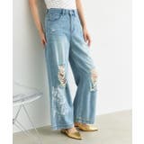 レースプリントダメージデニムパンツ | ad thie | 詳細画像15 