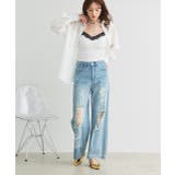 レースプリントダメージデニムパンツ | ad thie | 詳細画像9 