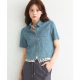 ショート丈ヘムレースデニムシャツ | ad thie | 詳細画像11 