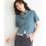 ショート丈ヘムレースデニムシャツ | ad thie | 詳細画像12 