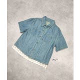 ショート丈ヘムレースデニムシャツ | ad thie | 詳細画像18 