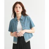 ショート丈ヘムレースデニムシャツ | ad thie | 詳細画像5 