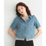 ショート丈ヘムレースデニムシャツ | ad thie | 詳細画像7 