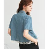 ショート丈ヘムレースデニムシャツ | ad thie | 詳細画像8 