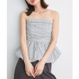 チェック柄バルーンペプラムビスチェ | ad thie | 詳細画像14 