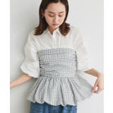チェック柄バルーンペプラムビスチェ | ad thie | 詳細画像6 