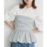 オフホワイト | チェック柄バルーンペプラムビスチェ | ad thie