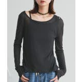 ブラック | レイヤードデザインシアーカットソー | ad thie