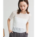 オフホワイト | ハーフスリーブレースカットソー | ad thie