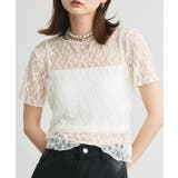 アイボリー | ハーフスリーブレースカットソー | ad thie