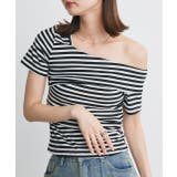 ボーダー | ワンショルダーアシメデザイントップス | ad thie