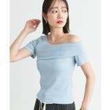 ライトブルー | ワンショルダーアシメデザイントップス | ad thie