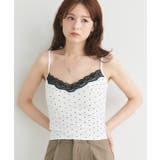 カップ付き レース切り替えドットキャミソール | ad thie | 詳細画像24