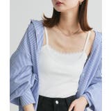 オフホワイト | カップ付き レース切り替えバックオープンキャミソール | ad thie