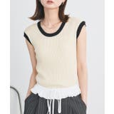 バイカラーフレンチスリーブニット | ad thie | 詳細画像12 