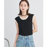 バイカラーフレンチスリーブニット | ad thie | 詳細画像4 