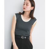 グレー | バイカラーフレンチスリーブニット | ad thie