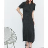 ブラック | ハーフスリーブラメニットワンピース | ad thie