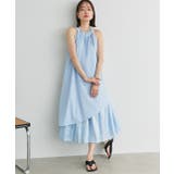 ライトブルー | ホルターネックギャザーワンピース | ad thie