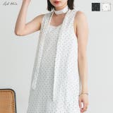 リボン付き レイヤードデザインドットワンピース | ad thie | 詳細画像1 
