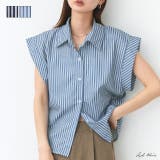 サイドギャザーストライプシャツ | ad thie | 詳細画像1 