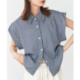 ブラック | サイドギャザーストライプシャツ | ad thie