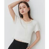 オフホワイト | ネックリボンリブニットトップス | ad thie