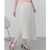 オフホワイト | ポルカドットレイヤードナロースカート | ad thie