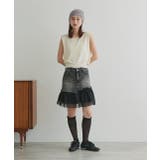 チュールドッキングデニムミニスカート | ad thie | 詳細画像2 