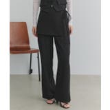 ブラック | サイドリボンスカートレイヤードパンツ | ad thie