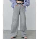 ライトグレー | ライトカラーダメージデニムパンツ | ad thie