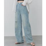 ライトブルー | ライトカラーダメージデニムパンツ | ad thie