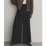 ブラック | フロントタックワイドスラックス | ad thie