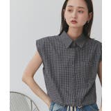ノースリーブドロストショート丈チェックシャツ | ad thie | 詳細画像9 