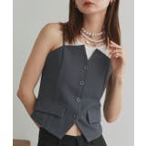 チャコール | フロントボタンデザインキャミソールビスチェ | ad thie