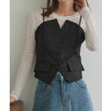 ブラック | フロントボタンデザインキャミソールビスチェ | ad thie